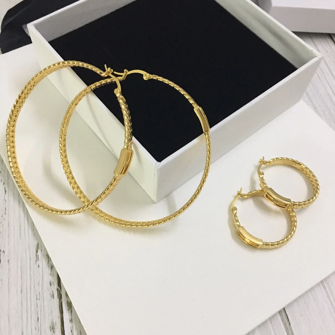 

European and American gold chain personality hoop earrings