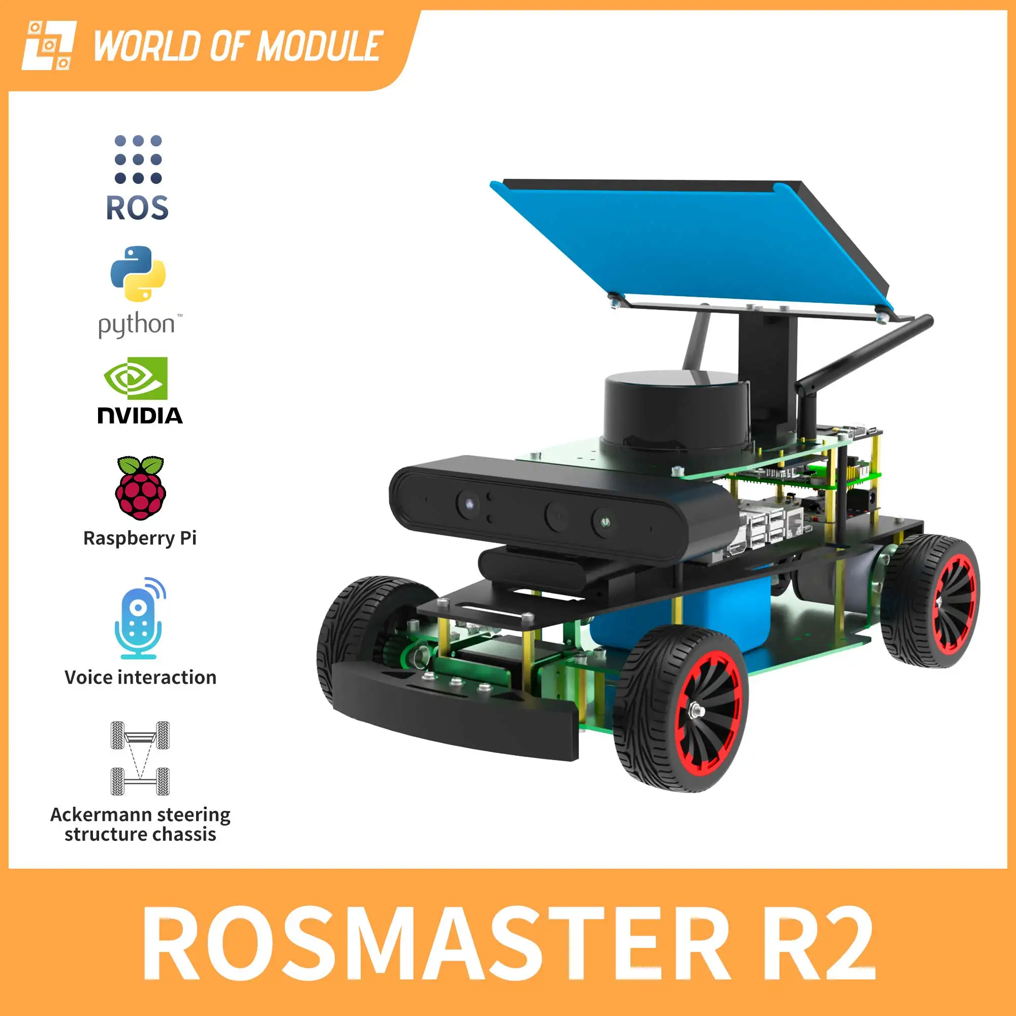 

ROSMASTER R2 ROS Robot Ackerman Программирование питона AI SLAM map навигация автопилот для Jetson NANO/NX/RaspberryPi