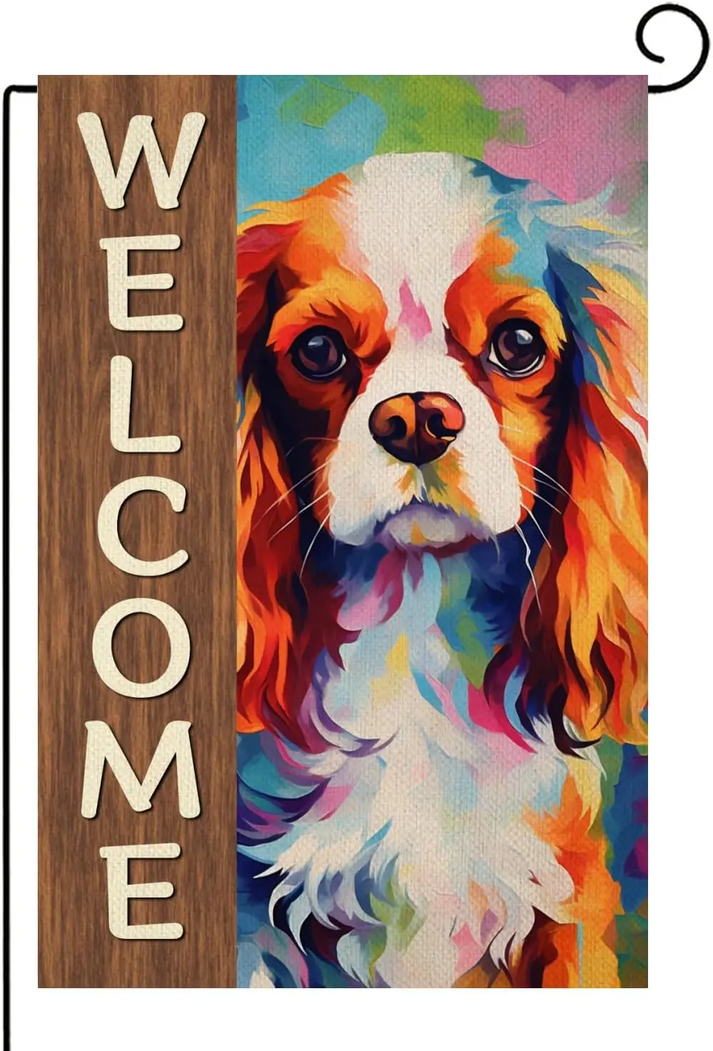 Cvler-Kng-Chrles Spnel Добро пожаловать Grden Flg Dogs Pw Prnts Sprng Yrd Любители домашних животных Gft 12x18