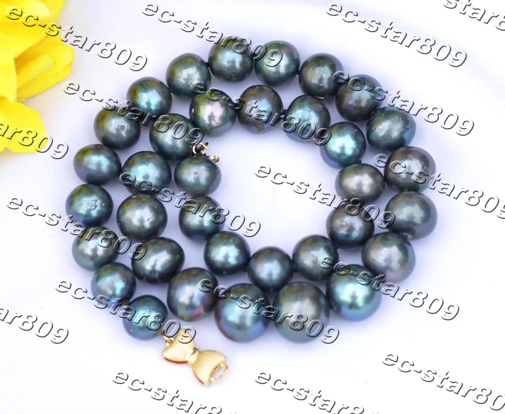

MCT·STAR Z11404 Big 17"~32" 15mm Round Black Edison Keshi Pearl Necklace Bowknot