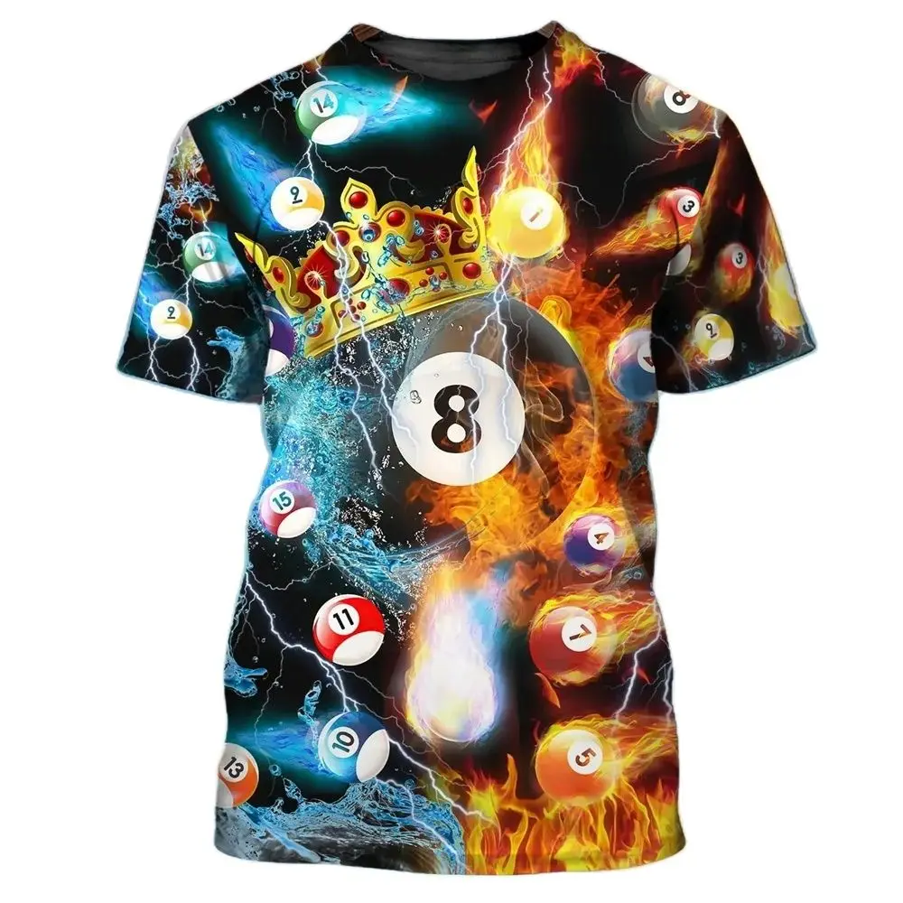 Funny Billiards Sports T-shirt Fashion 3D Print T Shirt For Men Leisure O-neck Oversized Short Sleeve Summer Hip Hop Streetwear