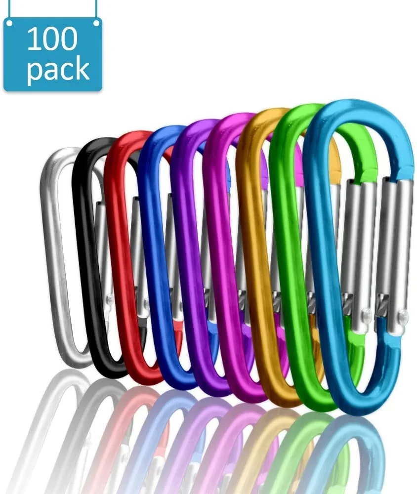 

100pcs Carabiners Aluminum Locking Carabiner Spring Clips Hook Keychain Buckle Mountaineering Hook Climbing Sports Outdoor Camp