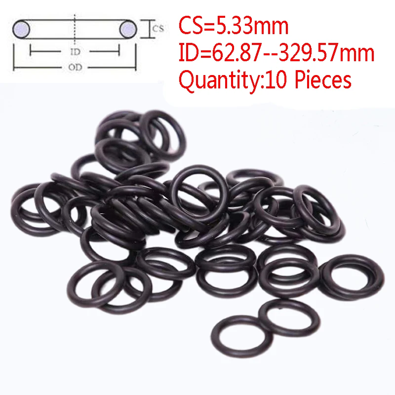 

10 шт., резиновое уплотнительное кольцо, диаметр 5,33-62,87 мм