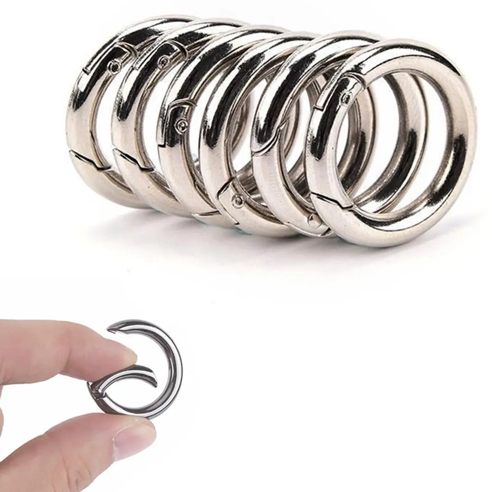 

6pcs Stainless Steel Keyring Camp Spring Clasps for Keychain Key Holder Polishing Openable Round Ring Carabiner Jewelry DIY
