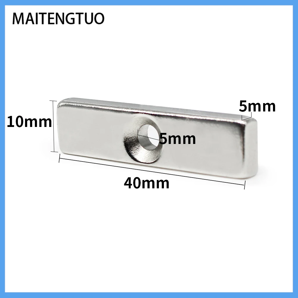 

2/5/10/15/20/30PCS 40x10x5-5mm Countersunk Sheet Search Magnet 40x10x5-5 Quadrate Strong Permanent NdFeB Magnet 40*10*5-5