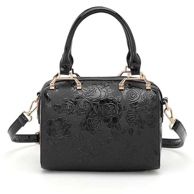 

2023 Mom's Boston bag Handbag Fashion Banquet Bag Artificial Leather Small Bag Retro Rose Pattern Ladies Bag high-end Luxury Bag