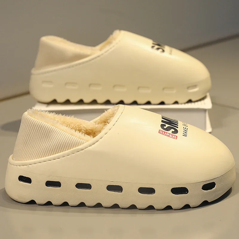 Новое поступление мужские зимние меховые шлепанцы YZY сохраняющие тепло домашняя