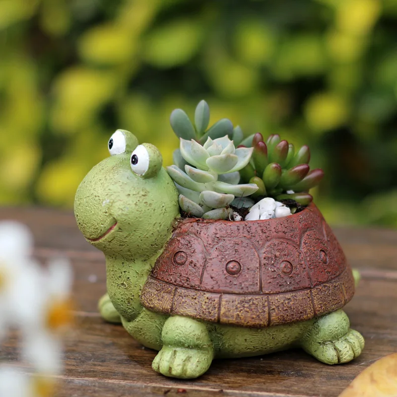 

Dumb Turtle Small Animal Succulent Flower Pot Creative Pastoral Decoration Succulent Pot Resin Craft Ornament Home Decoration