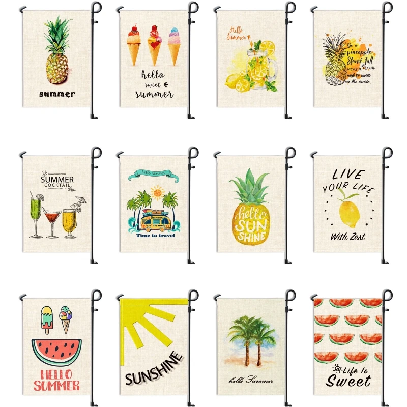 

Summer Garden Flag Pineapple Ice Cream Watermelon Printing Banner for Home Courtyard Outdoor Yard Decoration Gift