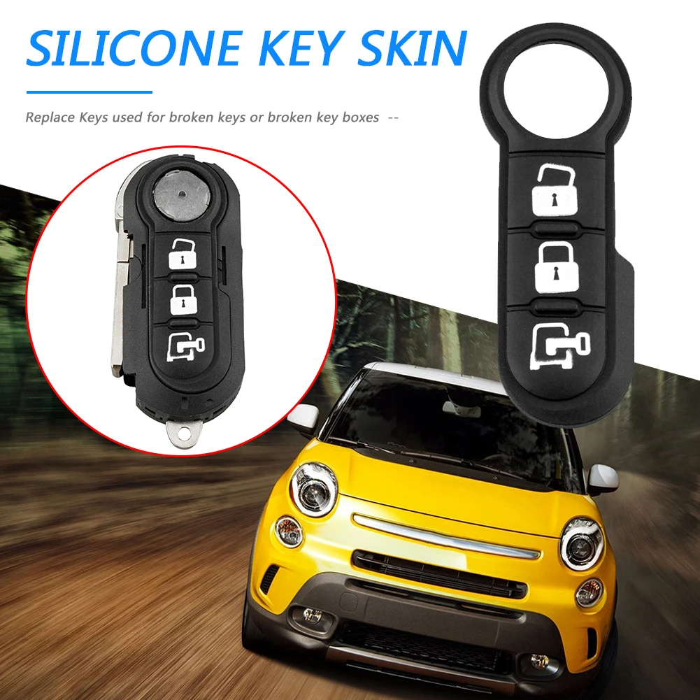 

3-кнопочный пульт дистанционного управления, чехол, сменная резиновая подкладка, черный для Fiat 500, панда, Abarth Punto, замена автомобильного ключа...