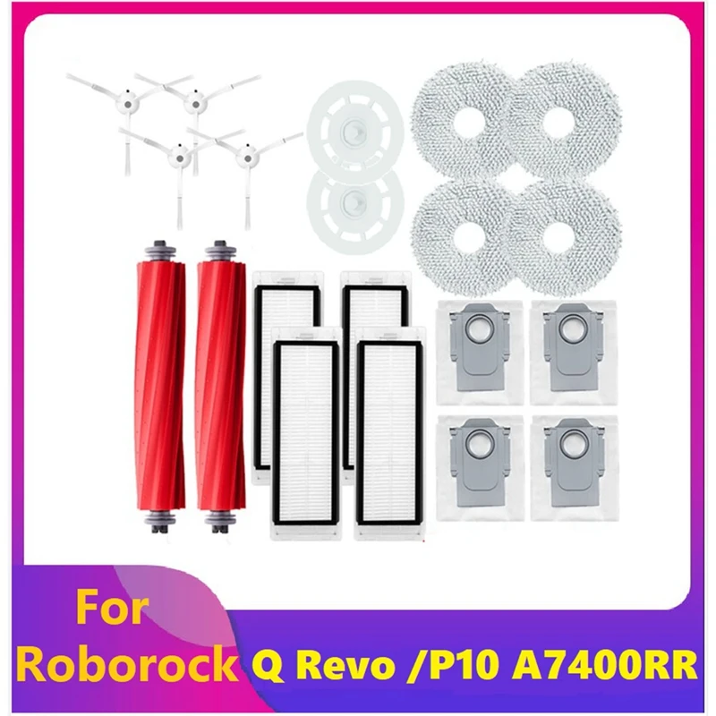 

Main Side Brush Main Side Brush Hepa Filter Mop Cloths Rag Dust Bag For Roborock Q Revo / P10 A7400RR Vacuum Cleaner Parts