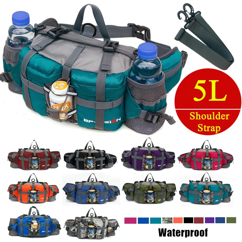 Outdoor Sports Waist Bag Waterproof Hiking Cycling Climbing Bicycle Pack Running Water Bottle Nylon Mountainering Bag