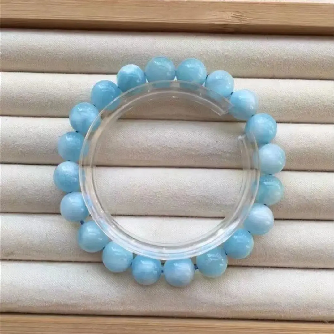 

Браслет из натурального голубого камня шириной 10 мм для женщин и мужчин, красивый подарок с любовными кристаллами, энергетический камень, бусины из нитей AAAAA