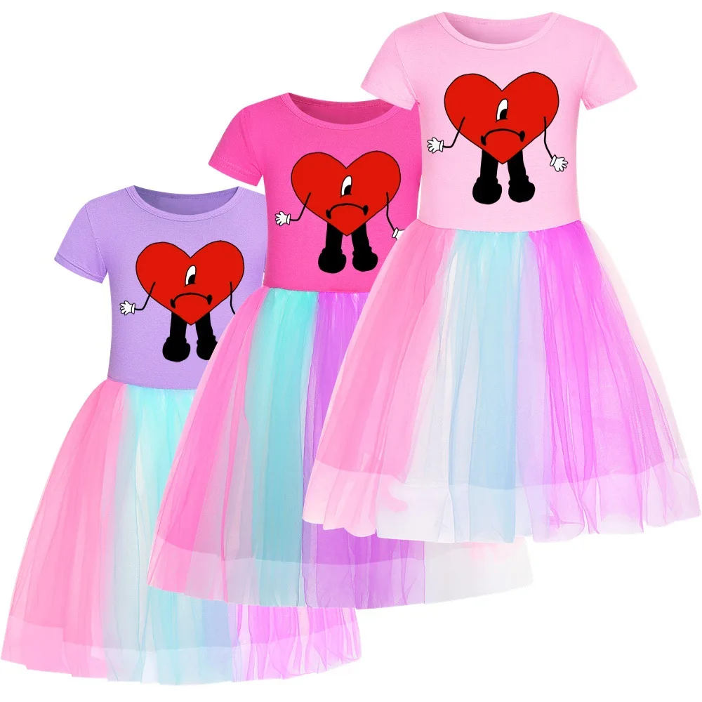

Kids Girls Clothing Baby Girl Un Verano Sin Ti Bad Bunny Dresses Cartoon Children Sport Causal Dress Costume for 3-8 Years