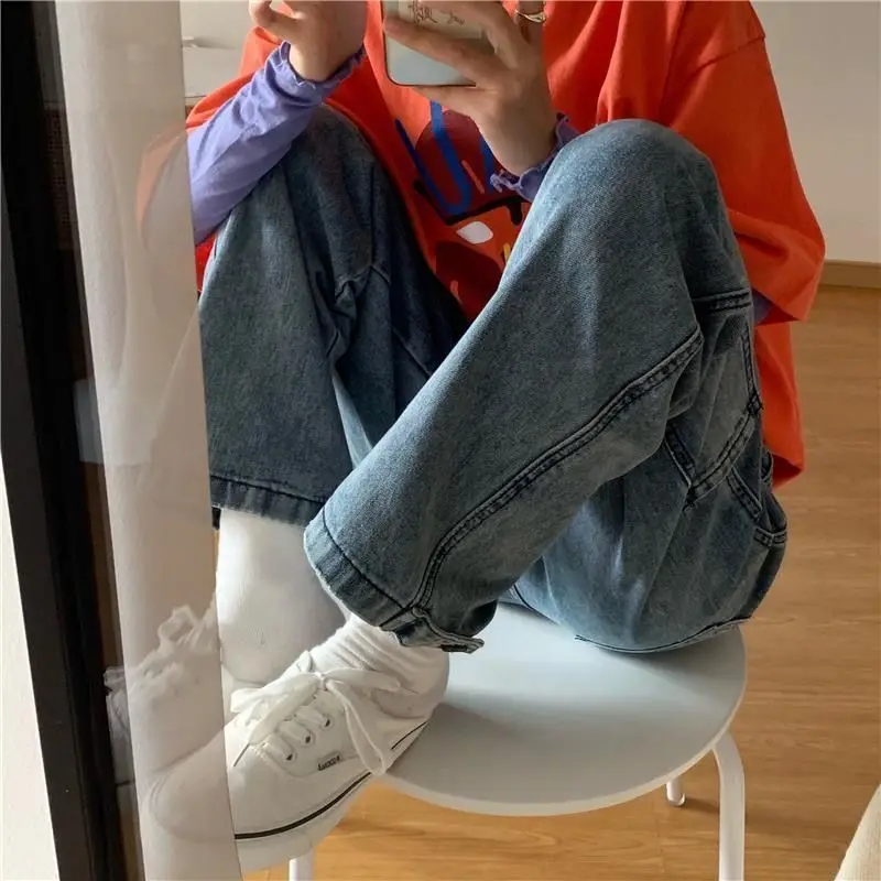 Винтажные женские джинсы в стиле Харадзюку свободные модные шикарные брюки с