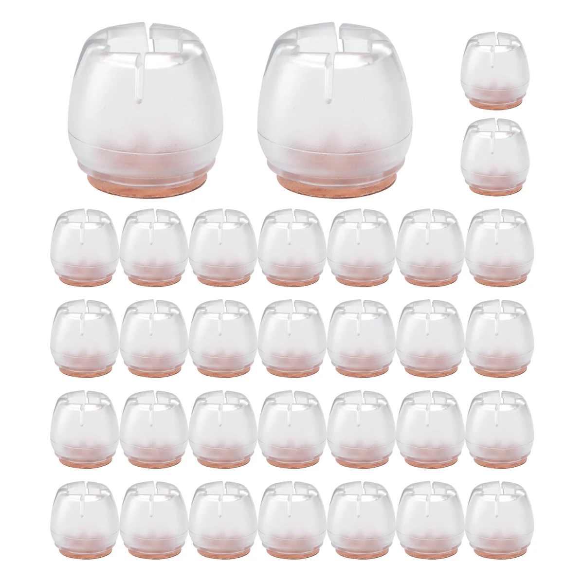 Leg Floor Protectors 32pcs Transparent Clear Silicone Chair Leg Caps Furniture Sliders For Hardwood Floors