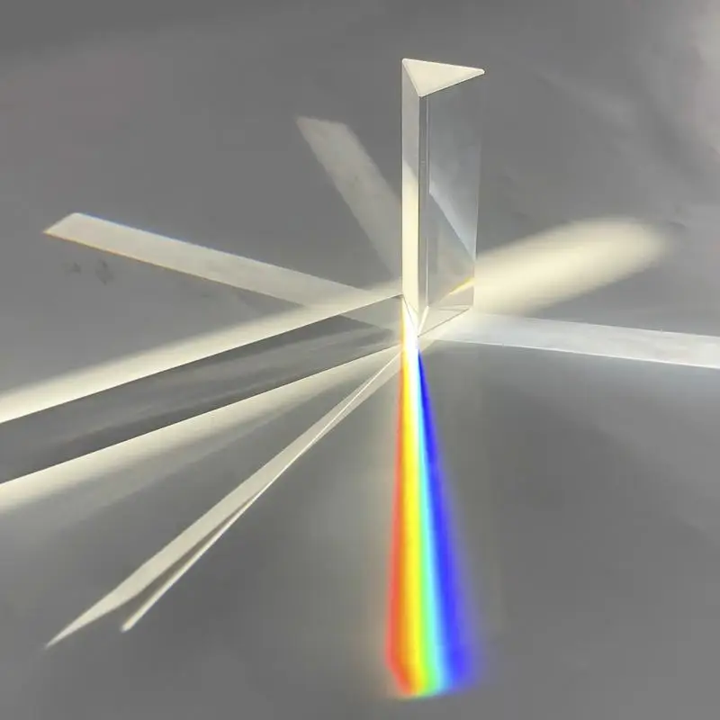 25*25*80mm Triangular Prism BK7 Optical Prisms Glass Physics Teaching Refracted Light Spectrum Rainbow Children Students Present