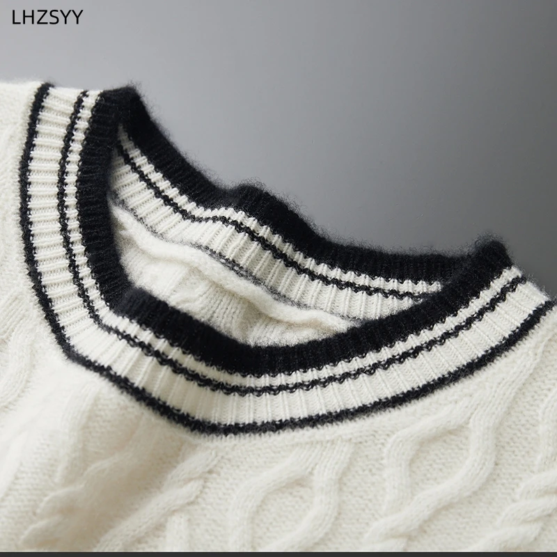 Свитер LHZSYY мужской из чистого кашемира плотный вязаный пуловер с круглым вырезом