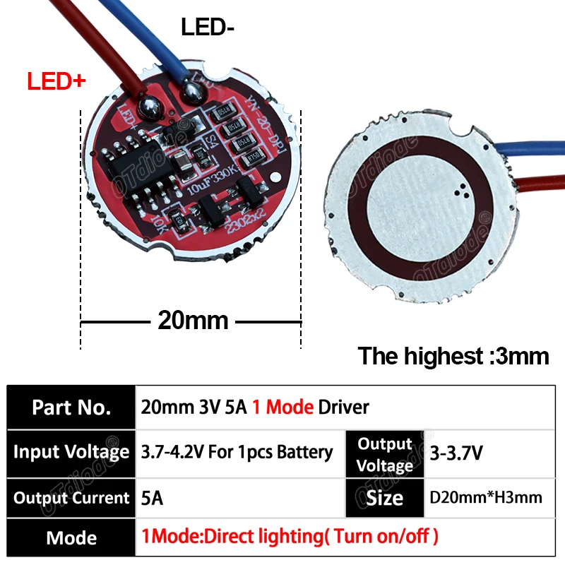 Драйвер фонарика OTdiode 10Вт XHP50/70/90 3/5 режимов