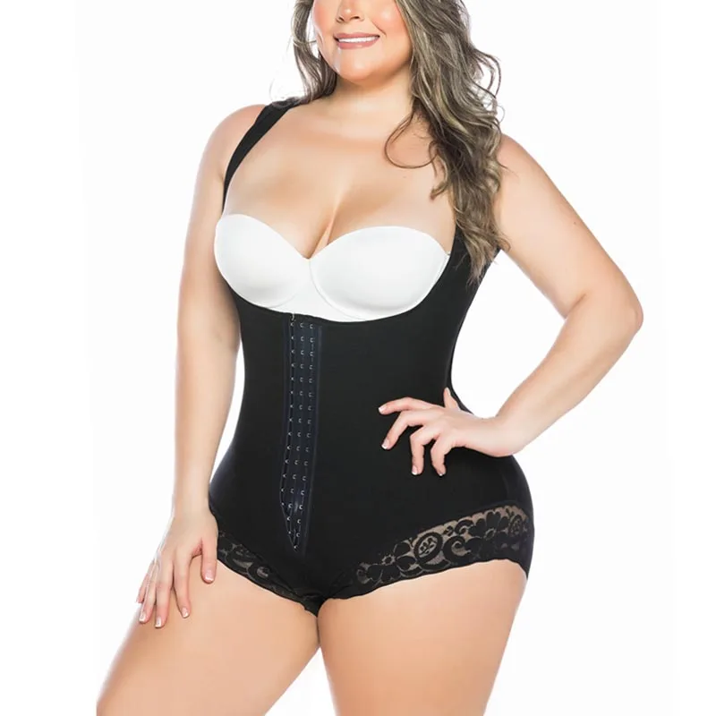 Women's Lace Bodysuit With Armhole Sleeves Adjustable Breast Support Tummy Control Bodyshaper