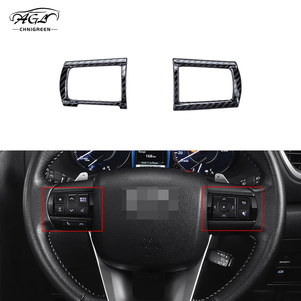 

2pcs ABS Carbon Fiber Color Steering Wheel Trim for Toyota Hilux Revo Rocco Conquest Fortuner 2015 2016 2017 2018 2019 2020