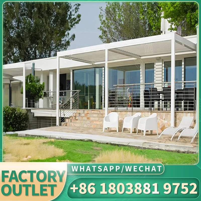 Электрическая выдвижная алюминиевая беседка с жалюзи внешняя электрическая