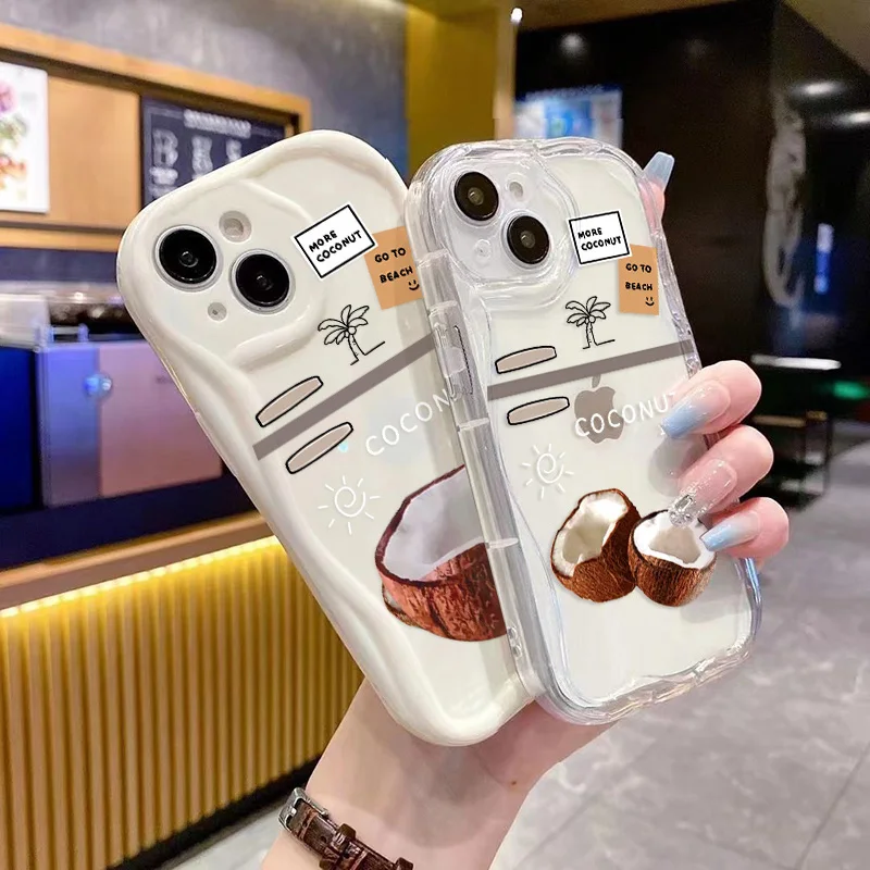 Чехол для Iphone 11 с кокосовым покрытием прозрачный чехол 14 13 12 Pro Max X XR XS 7 8 Plus SE 2 3 romax