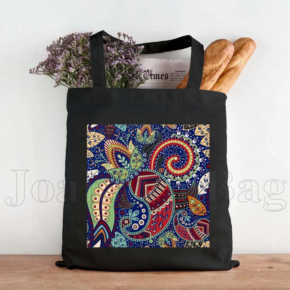 Фото Matroshka Russian Dolls Moscow City Kremlin Russia Colorful Khokhloma Art Canvas Shoulder Totes Bag Handbags Cotton Shopping Bag №1