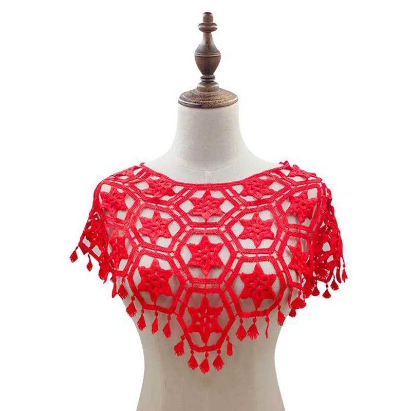 

Модное пальто, Короткий кружевной пуловер с цветочным крючком и кисточками, всесезонный маленький жилет, Тонкая блузка с вышивкой, Женская шаль D39
