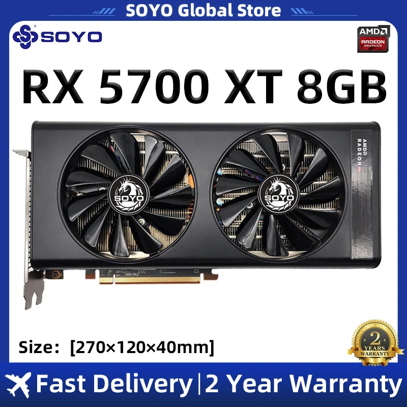 Видеокарта SOYO RX 5700XT 8 Гб GPU GDDR6 256Bit 8pin + 6pin 7nm DP * 3 HDMI * 1 новая видеокарта поддержка настольного процессора