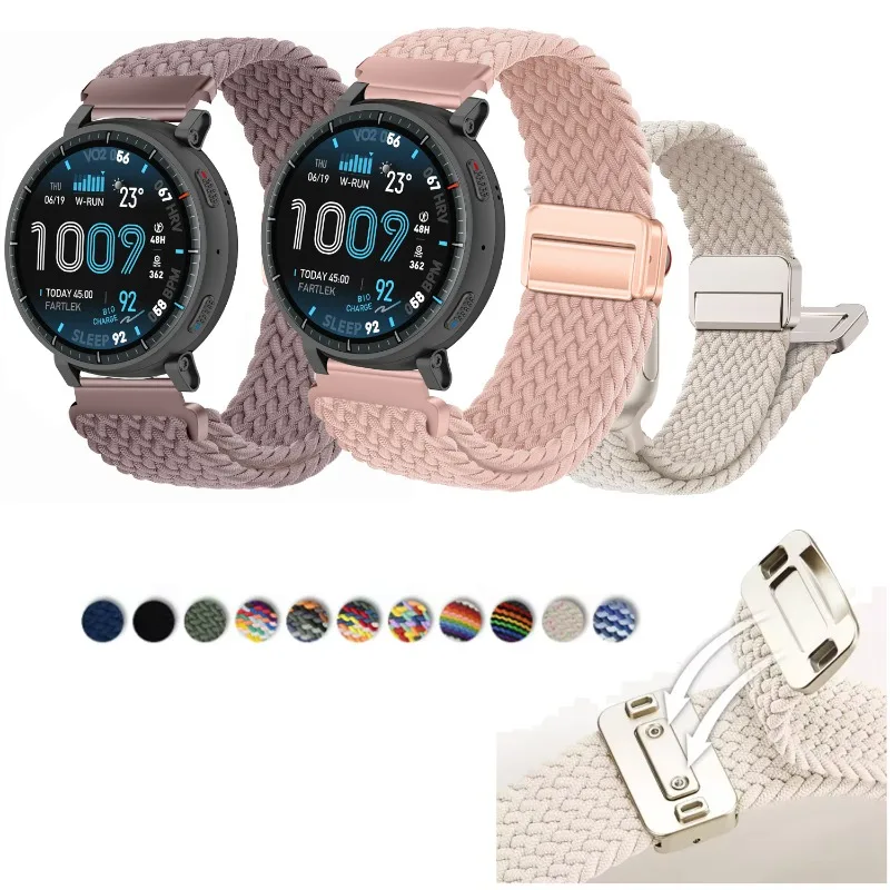 Фото Нейлоновый плетеный ремешок с магнитной застежкой для Huami Amazfit GTR Mini GTR3 GTR4 Pro 42 мм 47 мм Bip5 GTR2 GTR2E 2 3 4 №1