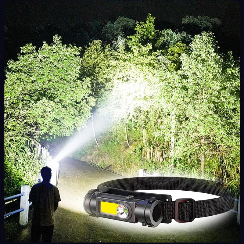 

Portable COB LED Head Lamp Light Car Inspect Light Head Flashlight USB Rechargeable Headlamp with Magnet Work Light for Camping