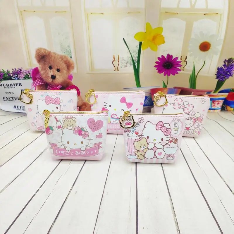 

Kawaii Sanrio мультфильм Hellokittys карта сумка банковские карты монетница женский мини кошелек Милая аниме молния ювелирные изделия наушники сумка ...