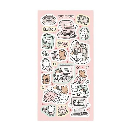 Милая мультяшная наклейка с кроликом и медведем