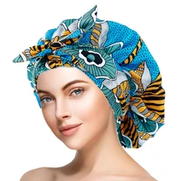 african pattern print satin bonnet 2022 women night sleep cap long ribbon wrap turban extra large head wear female head wrap hat