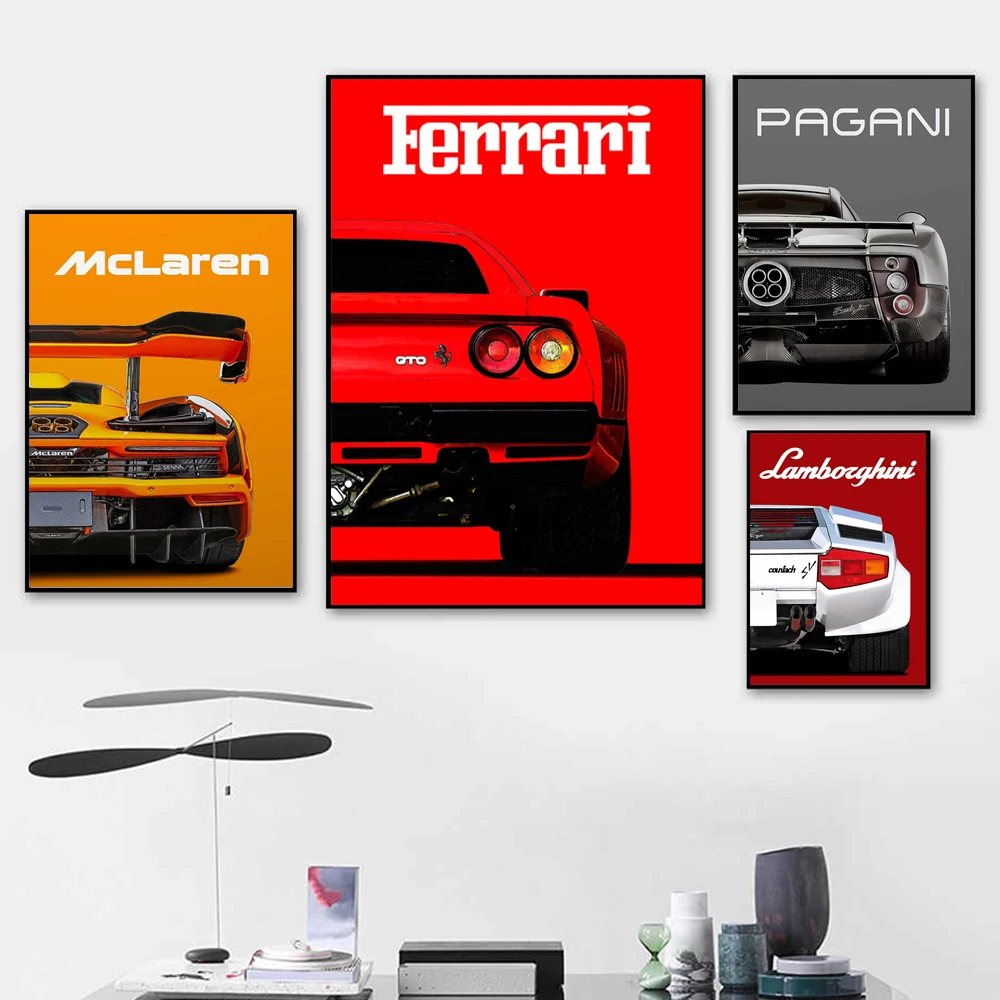 

Ferraris Lamborghini Sports Car Canvas Poster Modern Classic Racing Pagani Paintings Print Wall Art Picture Living Room Bedroom