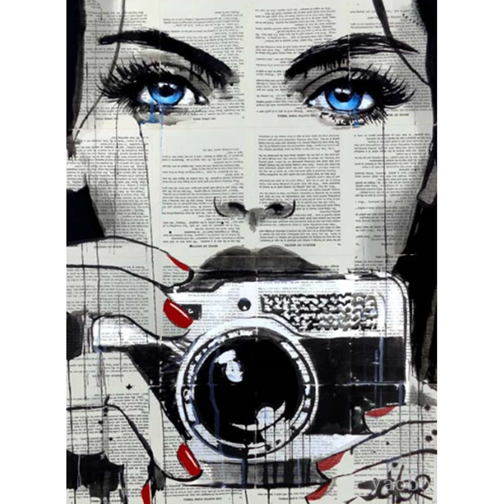 

HOMHOL 5D алмазная живопись абстрактная газета камера женщина Стразы Алмазная вышивка мозаика Набор для вышивки крестиком украшение