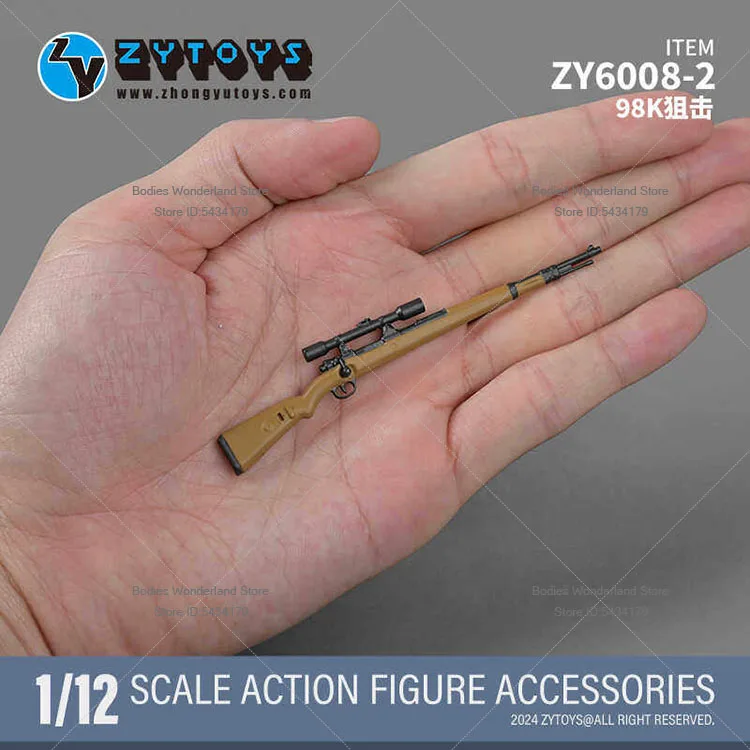 Фото В наличии: Набор аксессуаров для солдатиков ZYTOYS ZY6008, масштаб 1/12, миниатюрные статичные оружейные модели 98K, M1928, MK43 для 6-дюймовых фигурок. №2