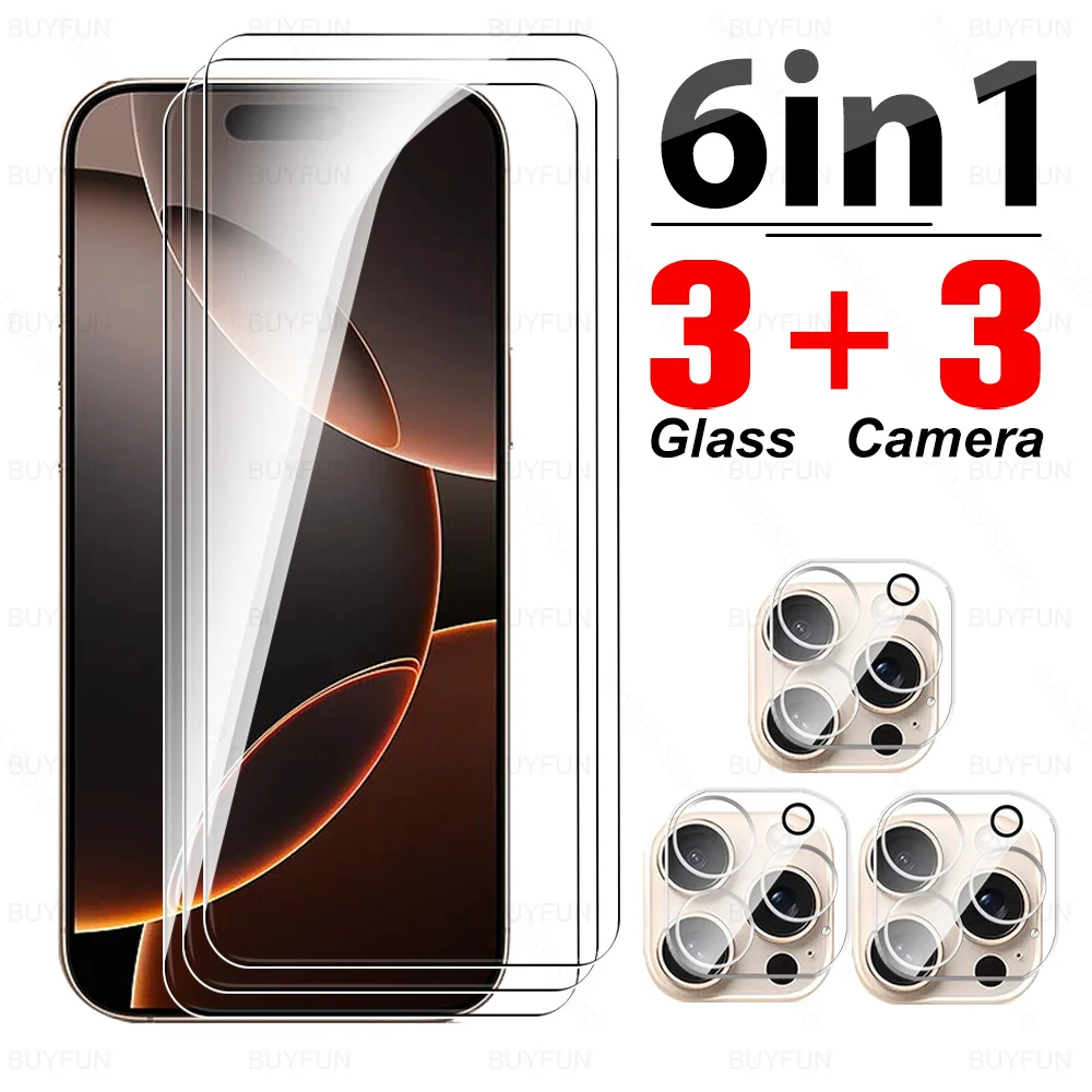 6 в 1 закаленное стекло для iPhone 16 Pro Max 3D задняя прозрачная защитная пленка экрана