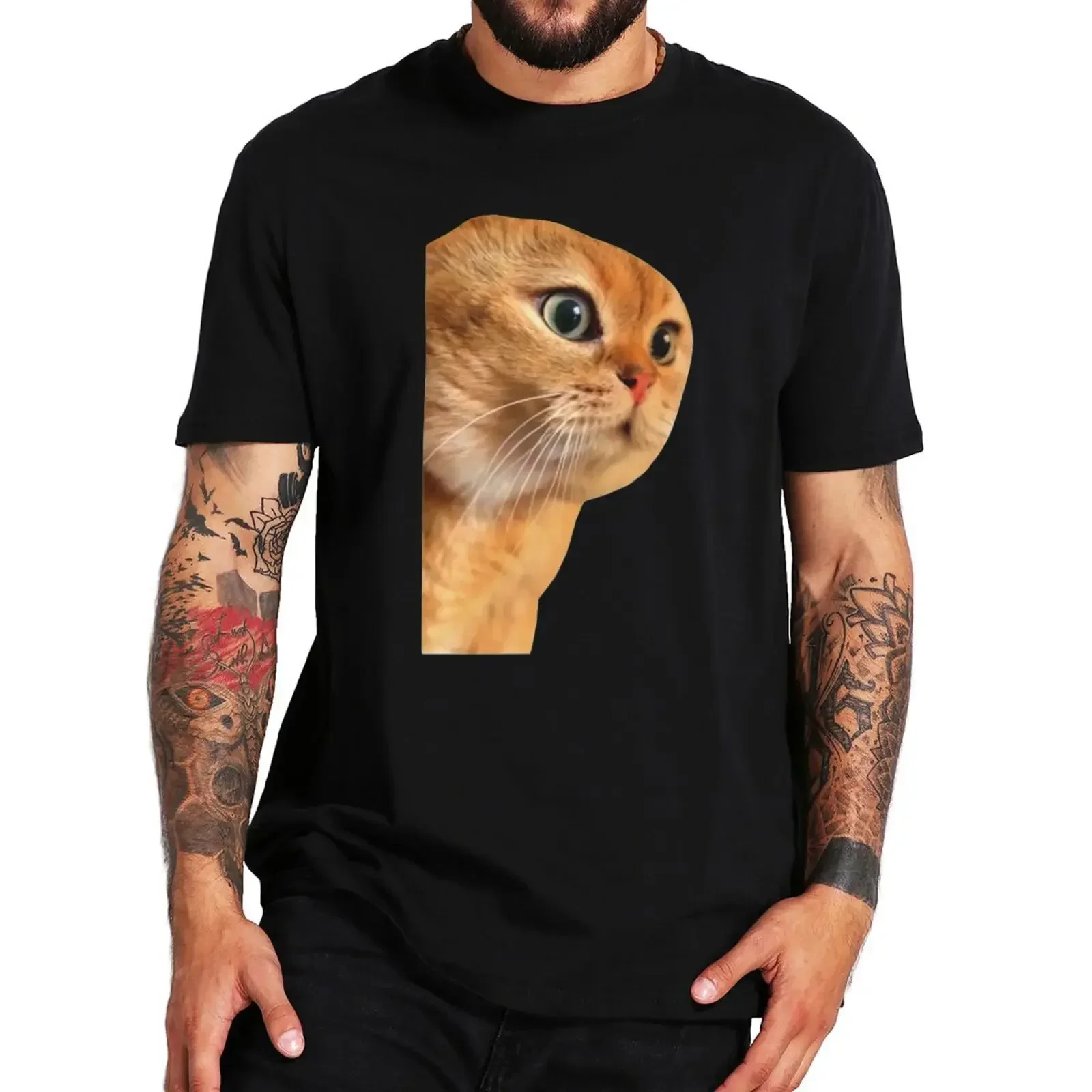Мягкая футболка унисекс из 100% хлопка для мужчин и женщин с грустным котом