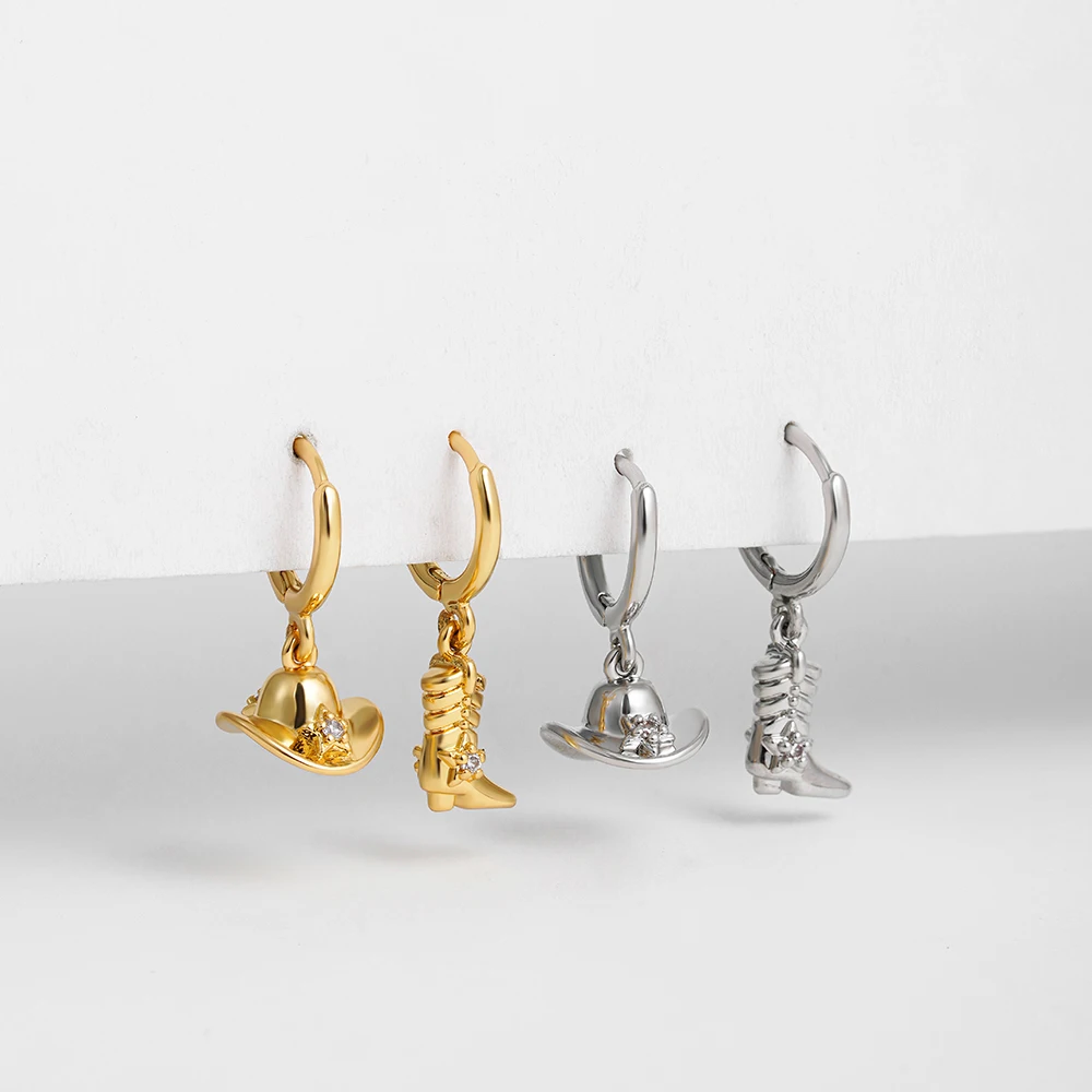 Винтажные висячие серьги с цирконием CZ для женщин асимметричные ковбойские