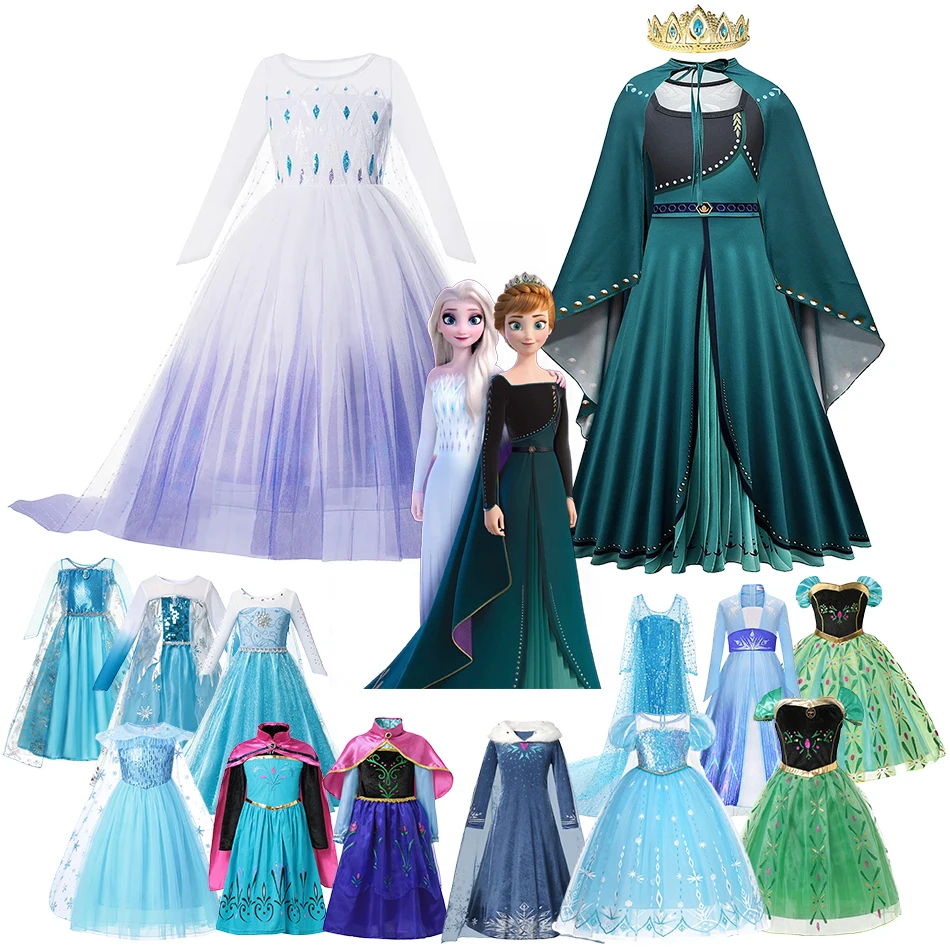 

Детский Костюм Принцессы Disney «Холодное сердце», сетчатый бальный наряд с белыми блестками для девочек, Карнавальная одежда, Снежная королева, Эльза и Анна