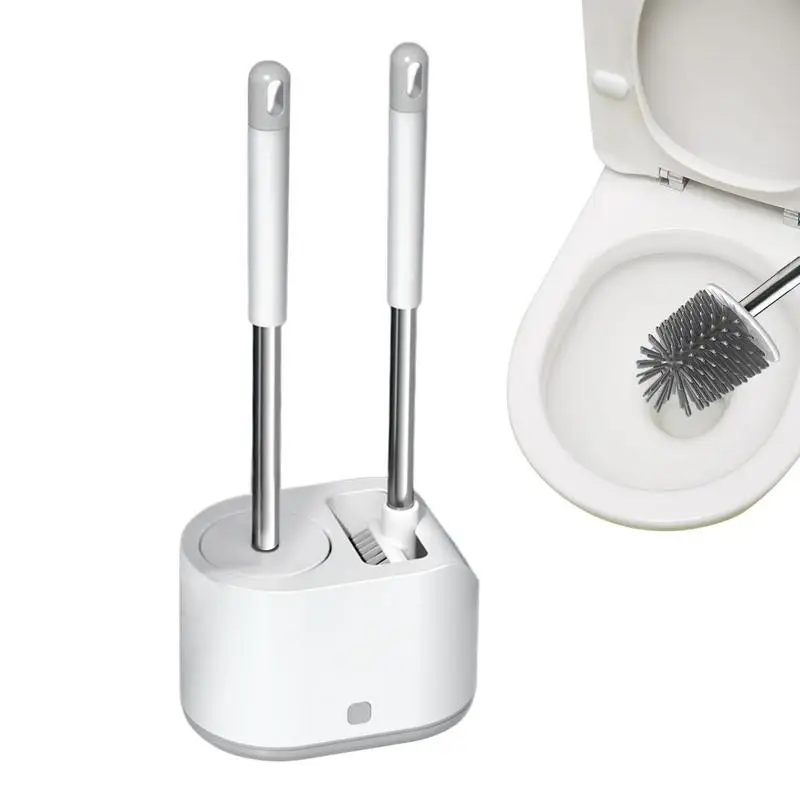 

Toilet Bowl Brush Wall-Mounted Flat Toilet Brush Removable Base Small Cleaning Dual Brush For Ventilated Quick-Drying