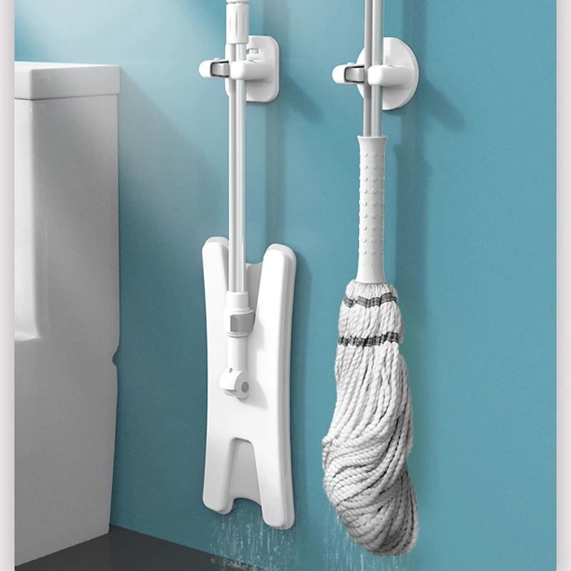 

Wall Mounted Mop Organizer Holder Brush Broom Hanger Home Storage Rack Bathroom Suction Hanging Pipe Hooks Household Tools