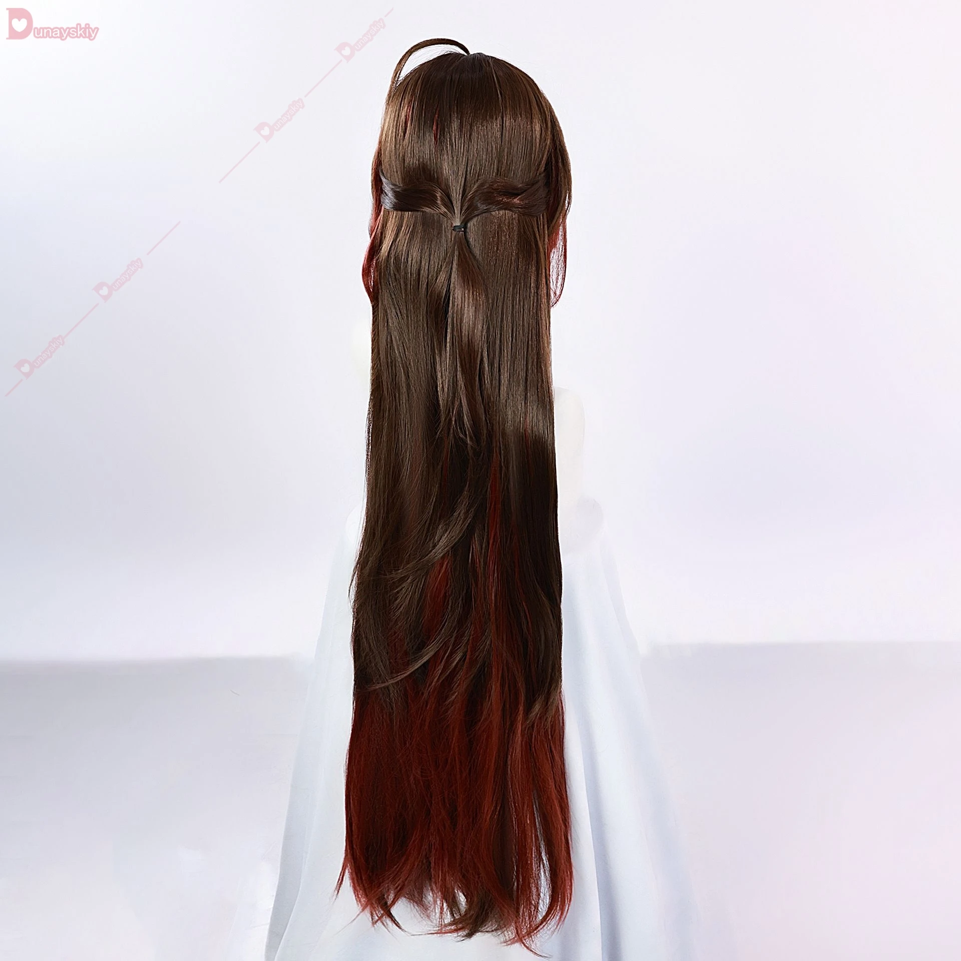 Honkai Star Rail Lingsha Dan Zhu Косплей Парик Пучок Красный Коричневый Длинные Волосы Xianzhou
