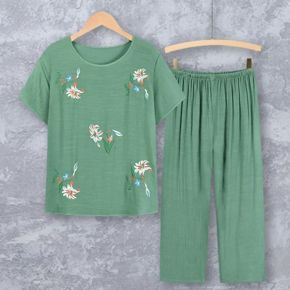 

Простой пижамный комплект, моющийся комплект одежды для отдыха, укороченный топ и брюки, комплект летней женской одежды для отдыха, впитывающий пот