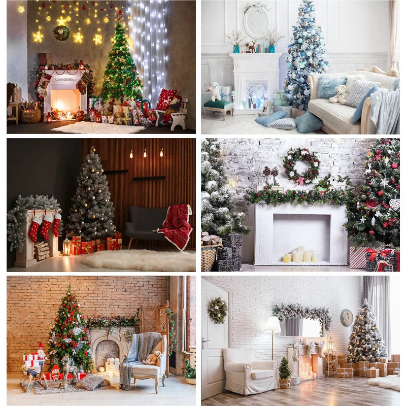 

SHENGYONGBAO Christmas Indoor Theme Photography Background Fireplace Portrait Backdrops For Photo Studio Props YXSD-05