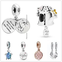 authentic 925 sterling silver best friend forever crystal heart petals charm beads fit pandora bracelet necklace jewelry