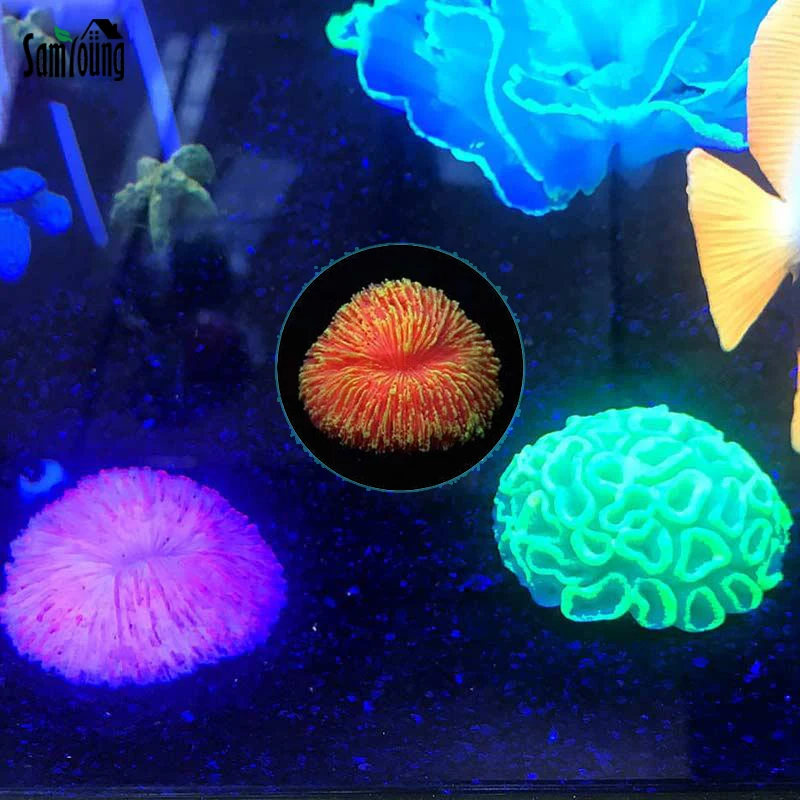 Artificial Swim Glowing Effect Fake Coral Sawgrass Live Plant Luminous Underwater Fish Tank Aquarium Grass Decoration Landscape