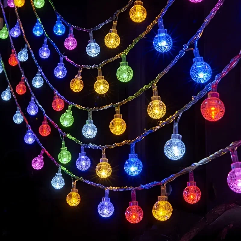 

HMTX 39.3Ft (10M) 80 LED Multicolor Bubble String Lights, Battery Operated Fairy Lights, Steady On / Flashing For Bedroom Room P